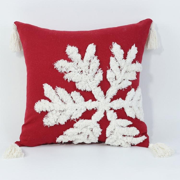 Christmas Tufed Pillow Cover Cotton Embroidered Couch Living Room Bedroom