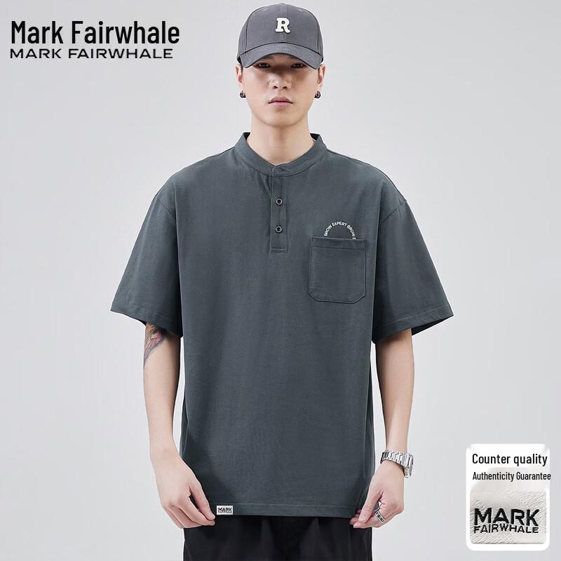 Mark Fairwhale Men s Stand-Up Collar Short Sleeve T-Shirt L