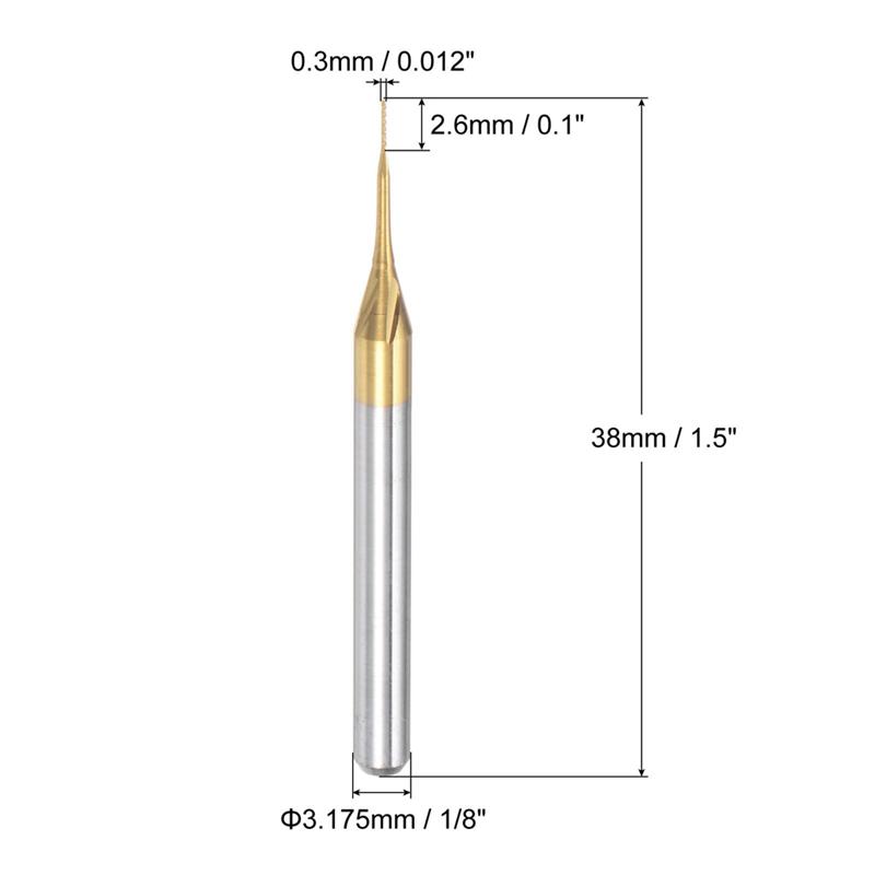AD23-10PCS Fraise en carbure à revêtement titane Fraise à graver Fraise CNC Mèches pour machine PCB, Queue 1/8 pouce