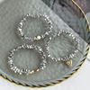 3pcs Heart Pendant Bracelets Stacked Style Irregular Beaded Bracelets for Friend Family Neighbors Gift