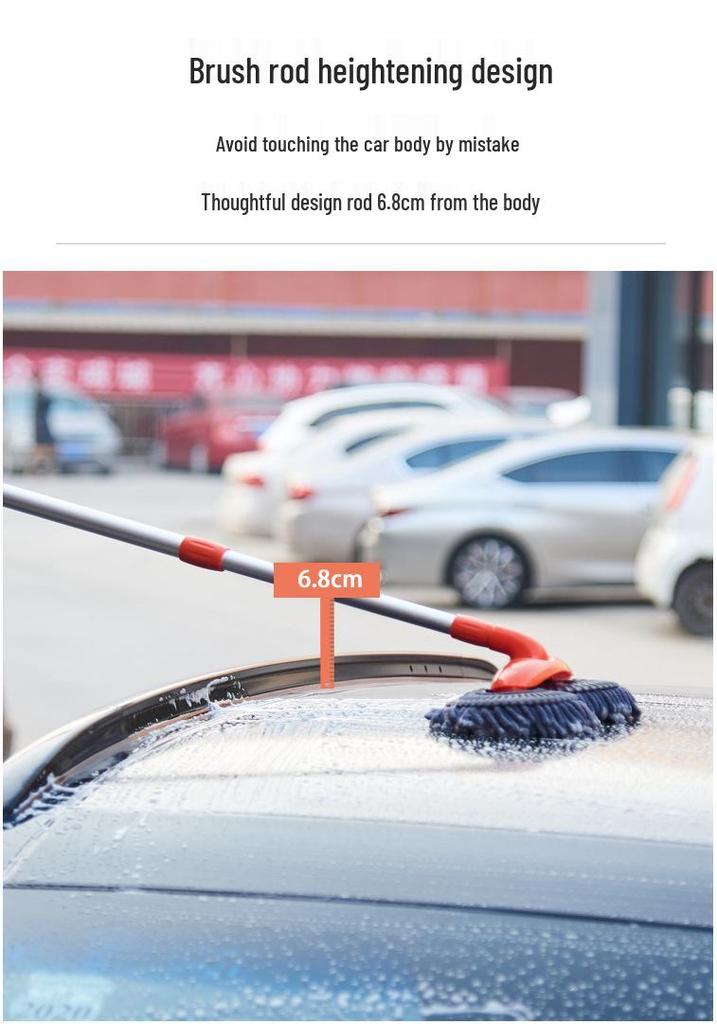 Car-Specific Double-Sided Multi-Functional Rotating Soft Bristle Mop with Long Detachable Telescopic Handle for Car Wash