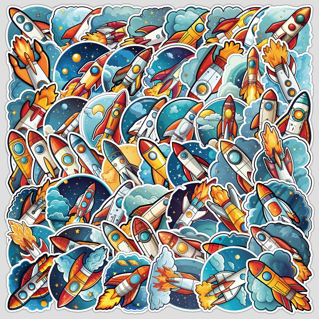 50 Rocket Series Graffiti Stickers DIY Stationery Stickers Water Cup Computer Skateboard Waterproof Decorative Stickers