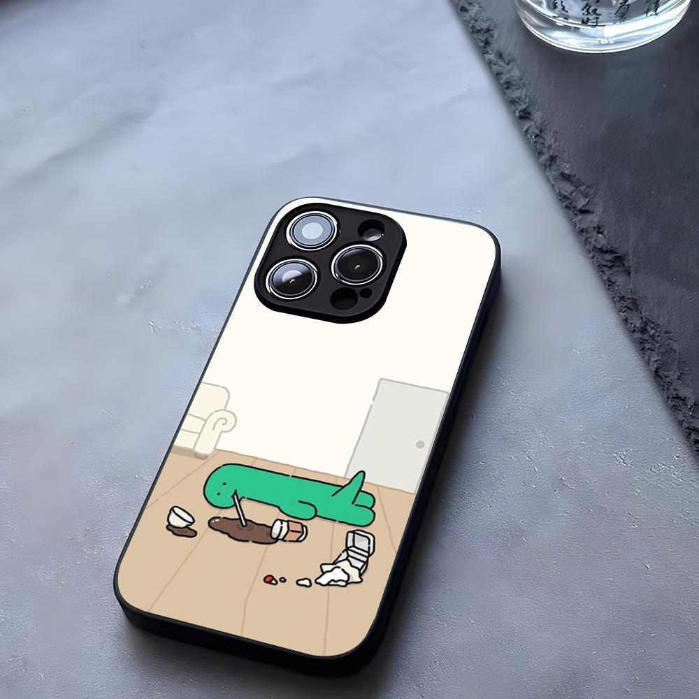 Dinosaur J-Joguman S-Studio Cute Phone Case Tempered Glass For IPhone 17 13 14 16 12 15 11 Pro Max Plus Mini X XR SE2020 Coque
