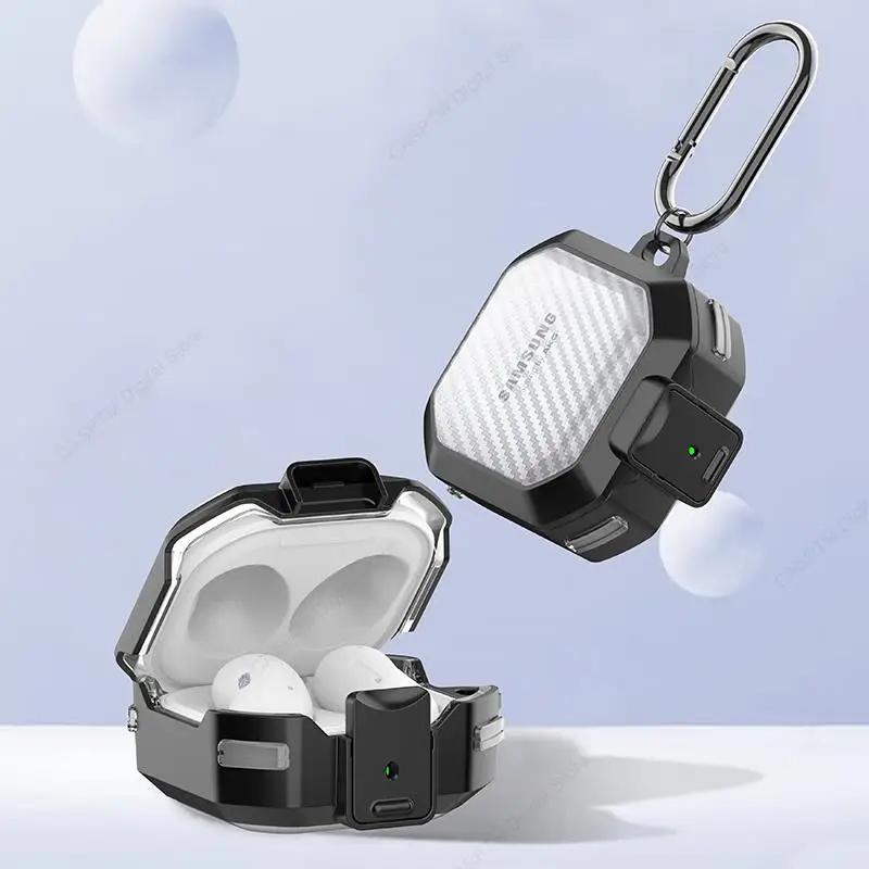 Transparent Carbon Fibre Pattern Earphone Case For Samsung Galaxy Buds Pro Live 2 Switch Lock Box Cover For Samsung Buds 2 Pro