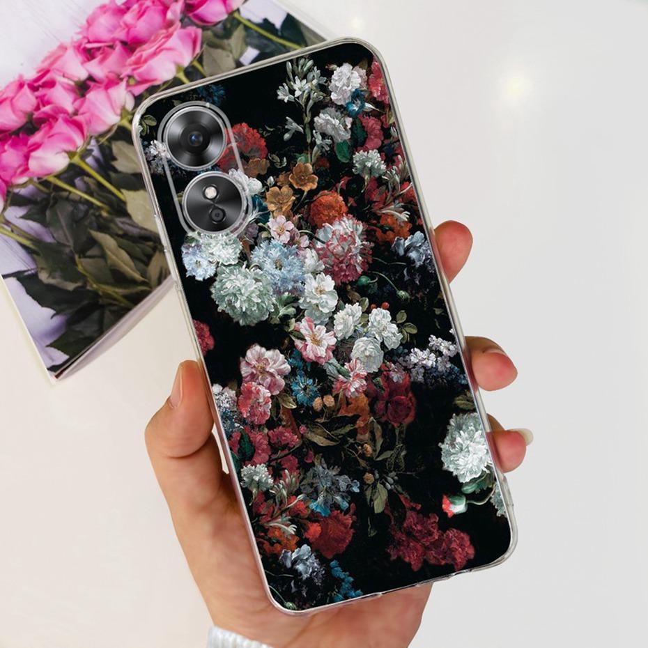 Schöne Hülle mit Aufdruck für OPPO A17 (CPH2477) Weiche Silikon-TPU-Rückabdeckung für Oppo A17 A 17 4G Handyhüllen