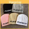 Simple Solid Color Letter Pattern Neutral Casual Warm Knitted Hat Autumn For