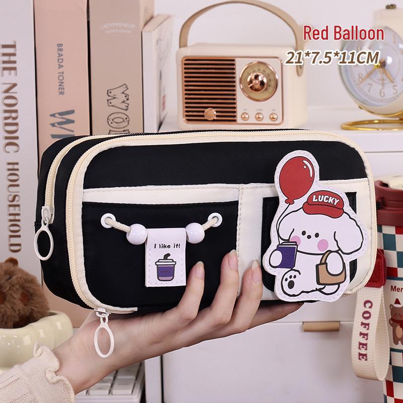 Trousse de creioane Teddy Multi-Strat Color Block Capacitate Mare: Geantă de mână multifuncțională de înaltă valoare pentru elevii din ciclul primar și gimnazial