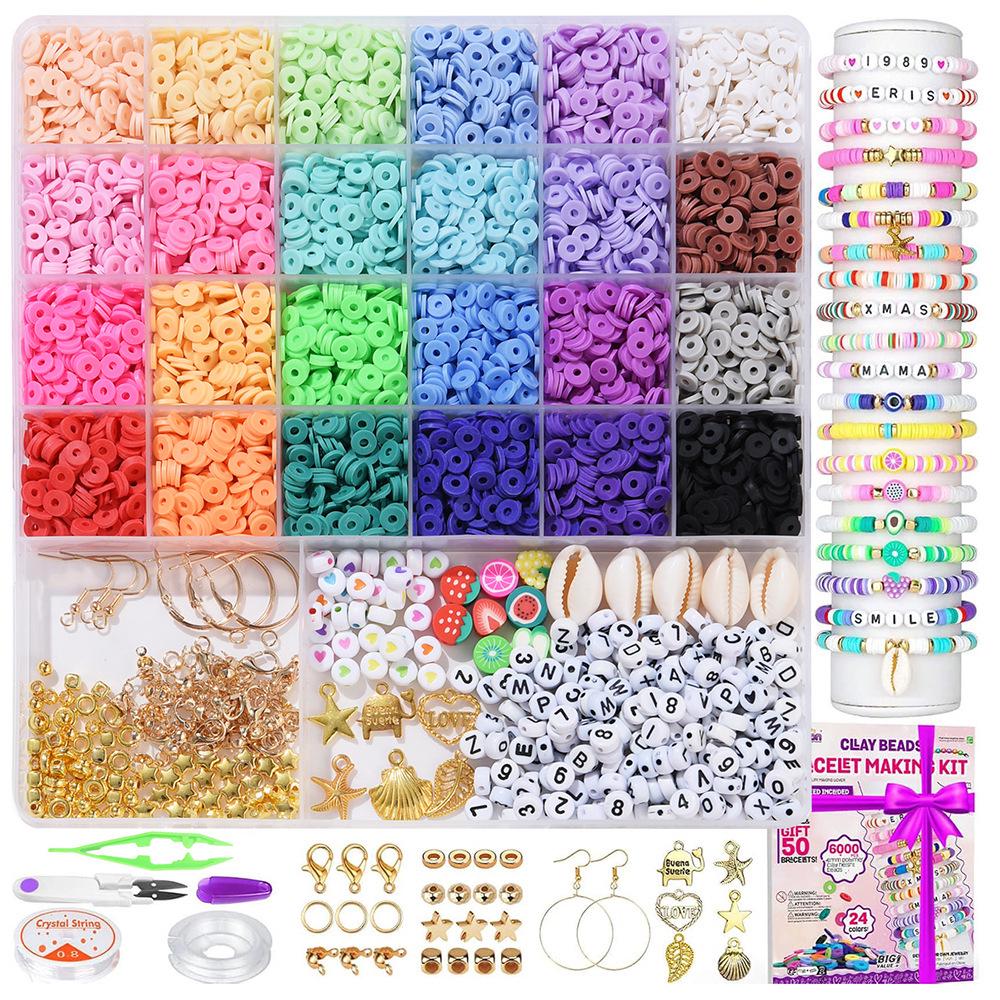 

Набір для браслета з глиняних намистин на 24 сітки: Набір намистин 3 мм 23 кольорів для виготовлення ювелірних виробів своїми руками