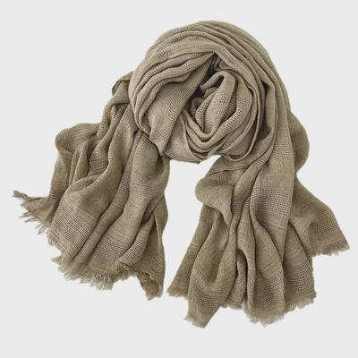Frühlingsschal aus Baumwoll-Jacquard – einfarbig, schmutzig gefärbt, hohles Design, muslimisches Kopftuch für Damen