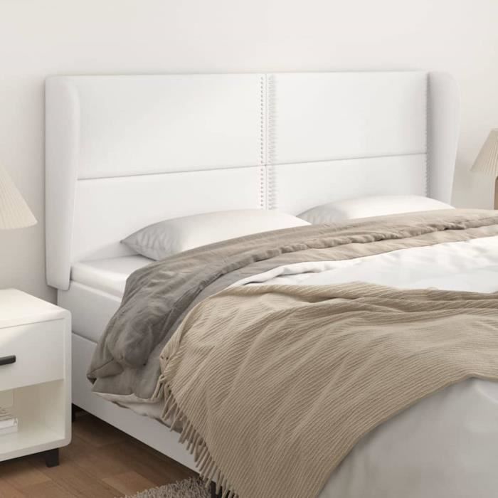 VidaXL Tête de lit avec oreilles Blanc 203x23x118-128 cm Similicuir3117925