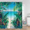 Seaside Landscape Shower Curtains Coconut Trees Tropical Leaves Sea Scenery Bathroom Decor Summer Hawaii Polyester Bath Curtain