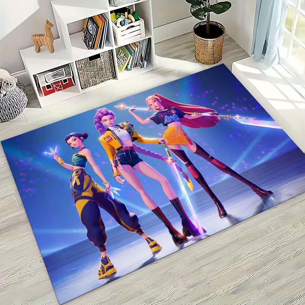 27 Style New KPOP Demon Hunters Rumi Mira Zoey Cartoon Rug for Bedroom Living Room Sofa Home Doormat Decor, Non-slip Floor Mat