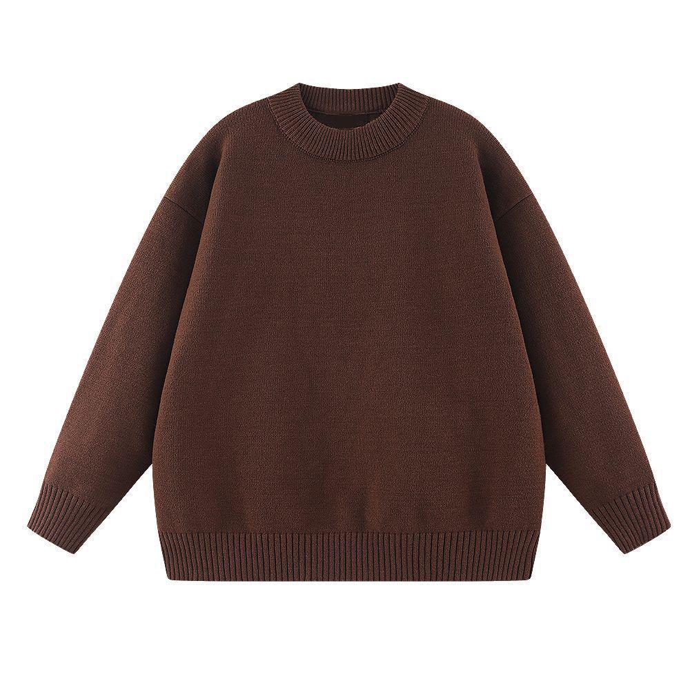 680g Heavyweight Knit Sweater with Faux Rabbit Fur Style, Round Neck, Unisex, Autumn/Winter, Customizable Inner and Outer Layers