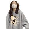 2025 Women's Plus Velvet Loose Round Neck Sweatshirt - Thickened Autumn/Winter Casual Top, Trendy American Style, No Hood