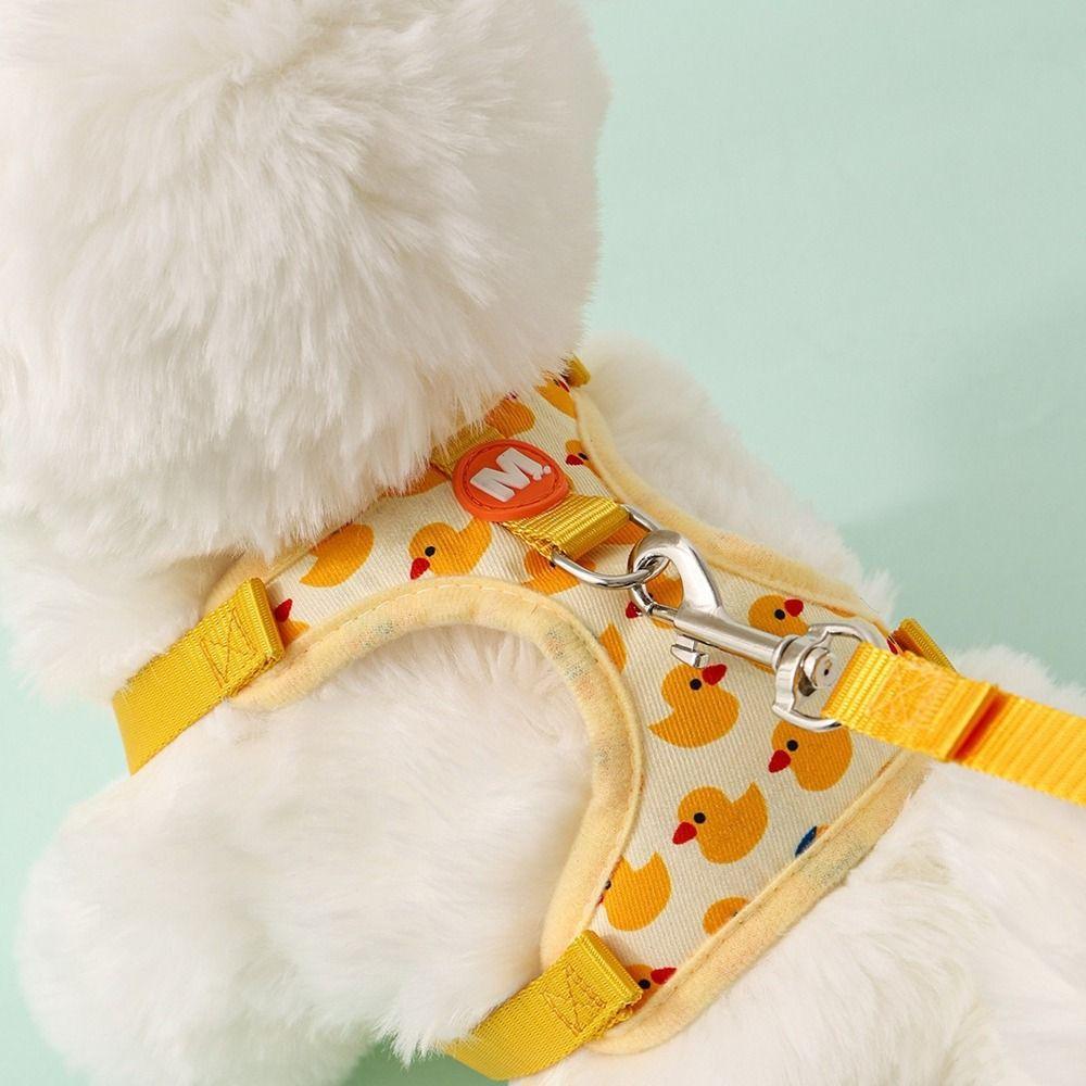 Nylon Cartoon Duck Dog Harness Vest Style Dog Traction Rope Durable Cartoon Dog Leash  Yorkshire