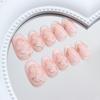 Ice crystal three-dimensional flower gilt French pearlescent girl versatile white ins style manicure 24 pieces