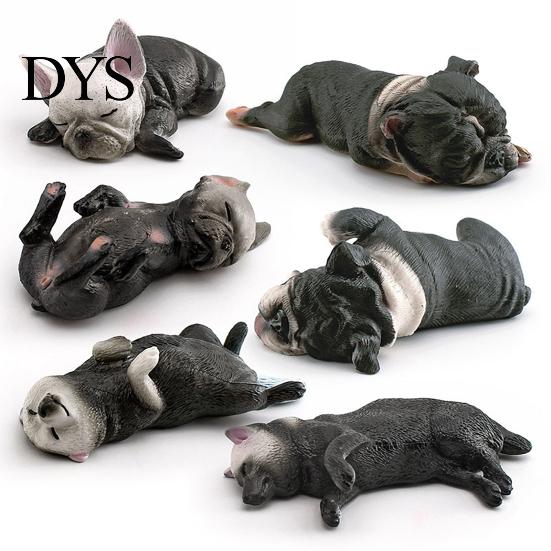 Realistic Animal Model Simulated Sleeping Dog Model, Lying French Bulldog Figurine, Mini Ornament PVC Educational Toy for Toddlers Boys Girls