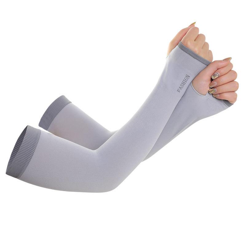 Ice Silk Arm Sleeves Sun Protection Breathable Cooling Fishing Fingerless Arm Covers Anti-UV Anti-Slip Cycling Sports Sleeve