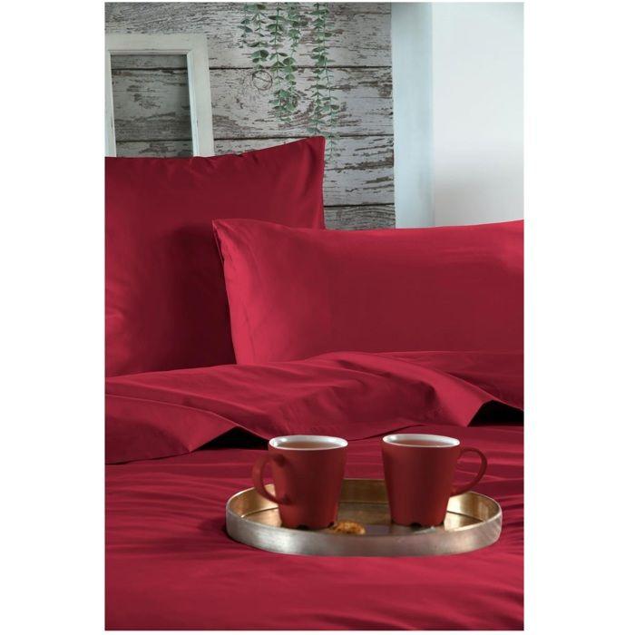 1 Taie d'oreiller percale de coton uni 63 x 63 cm Elysee rouge