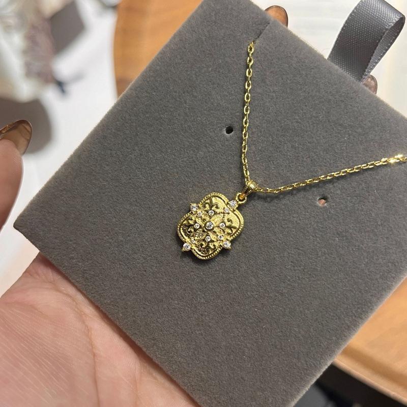 Mittelalterliche Iris Amulett Halskette Damen Nischendesign Beidseitig Tragbar Schild Schlüsselbeinkette