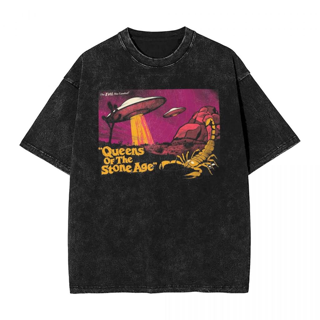 Vintage gewaschenes T-Shirt Kyuss Queens Of The Stone Age Einfache T-Shirts Beliebtes T-Shirt für Männer Sommer Y2k Retro Freizeitkleidung