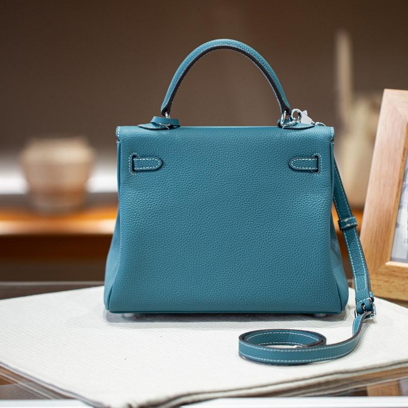 Inner Seam Top Layer Cowhide Togo Leather Bag With Double Shoulder Straps (H09-2528KL)