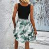 Women's Fashionable Retro Printed Color Blocked Vest Casual Dress
