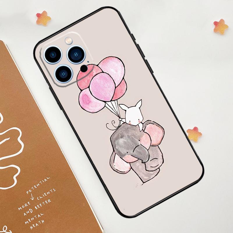 Cute Elephant Phone Case For iPhone 17 Pro Max 14 13 12 11 15 16 Pro Max Mini 15 Plus 16e 17 Air Funda