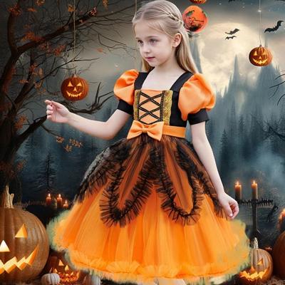 Halloween Hexenkostüm: Unregelmäßiger Netzrock & Puffärmelkleid mit Hut