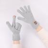 iwarm fashion men's and women's autumn and winter extended wool gloves outdoor riding warm knitted touch screen split-finger gloves