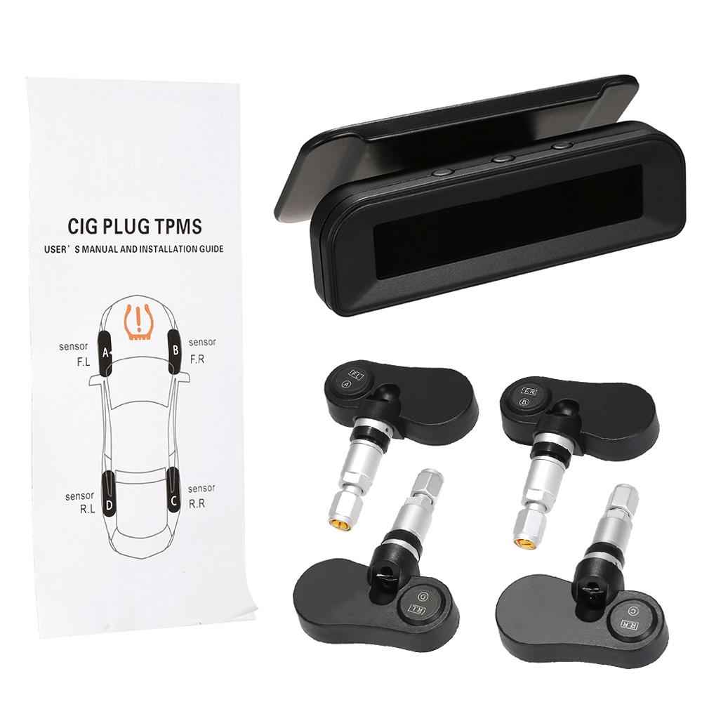 Tpms Solar-Powered Tire Pressure Monitoring System With Wireless Real-Time Clear Lcd Display Car Alarm System