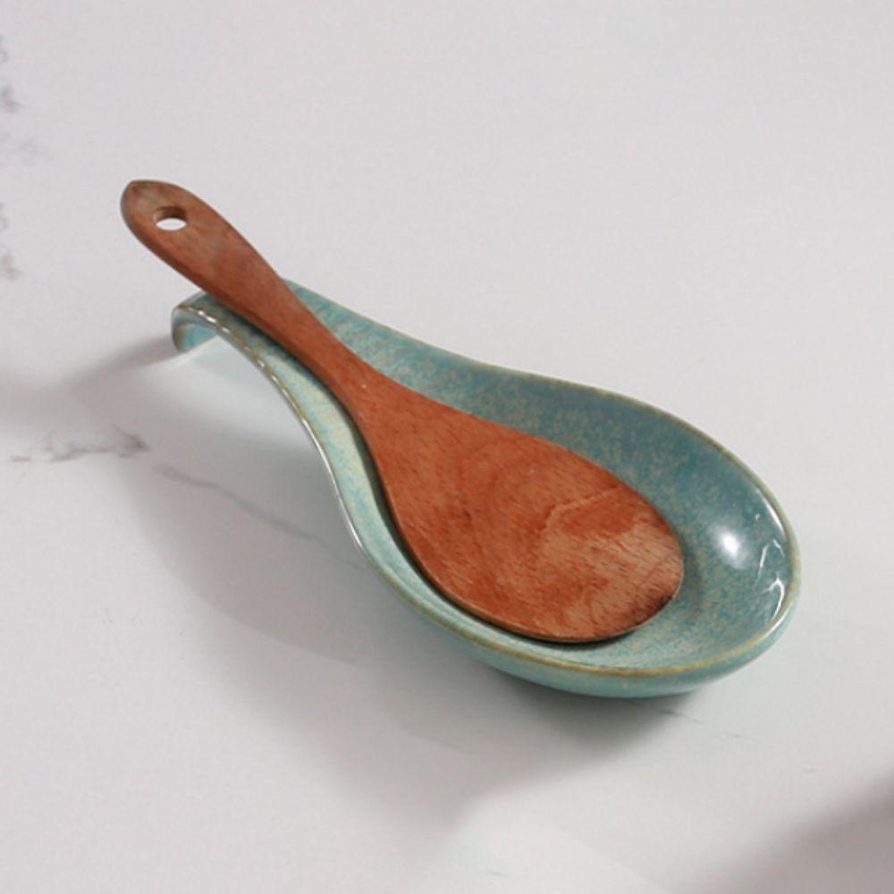 European Style Porcelain Spoon Rest Anti-skid Texture Ladle Holder Utensils Holder  Restaurant