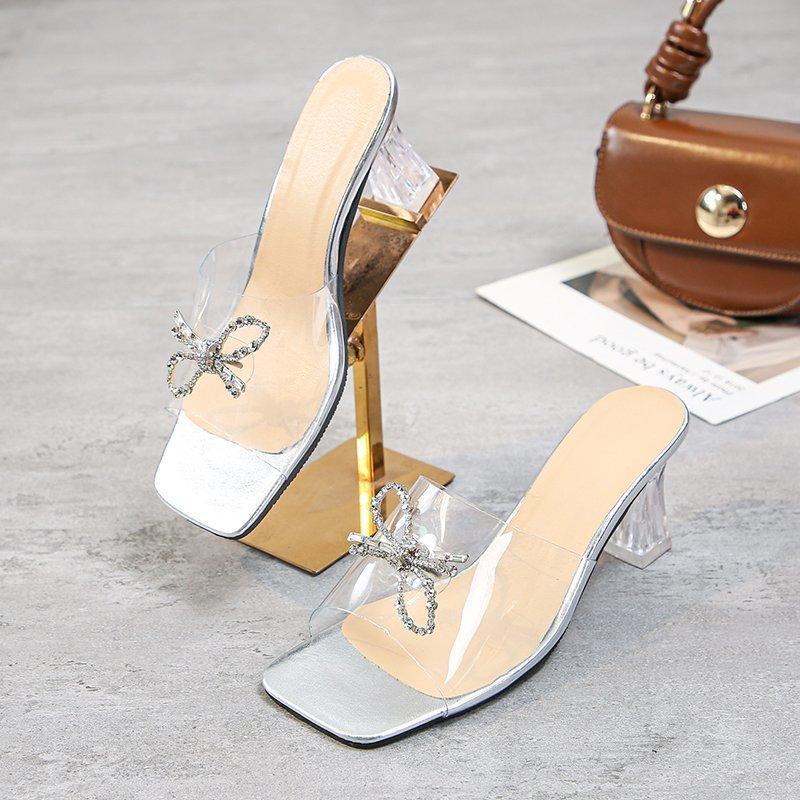 2021 Nuevos zapatos de mujer, sandalias y zapatillas, tacones altos de  tacón grueso transparente comprar a buen precio — entrega gratuita, reseñas  reales con fotos — Joom