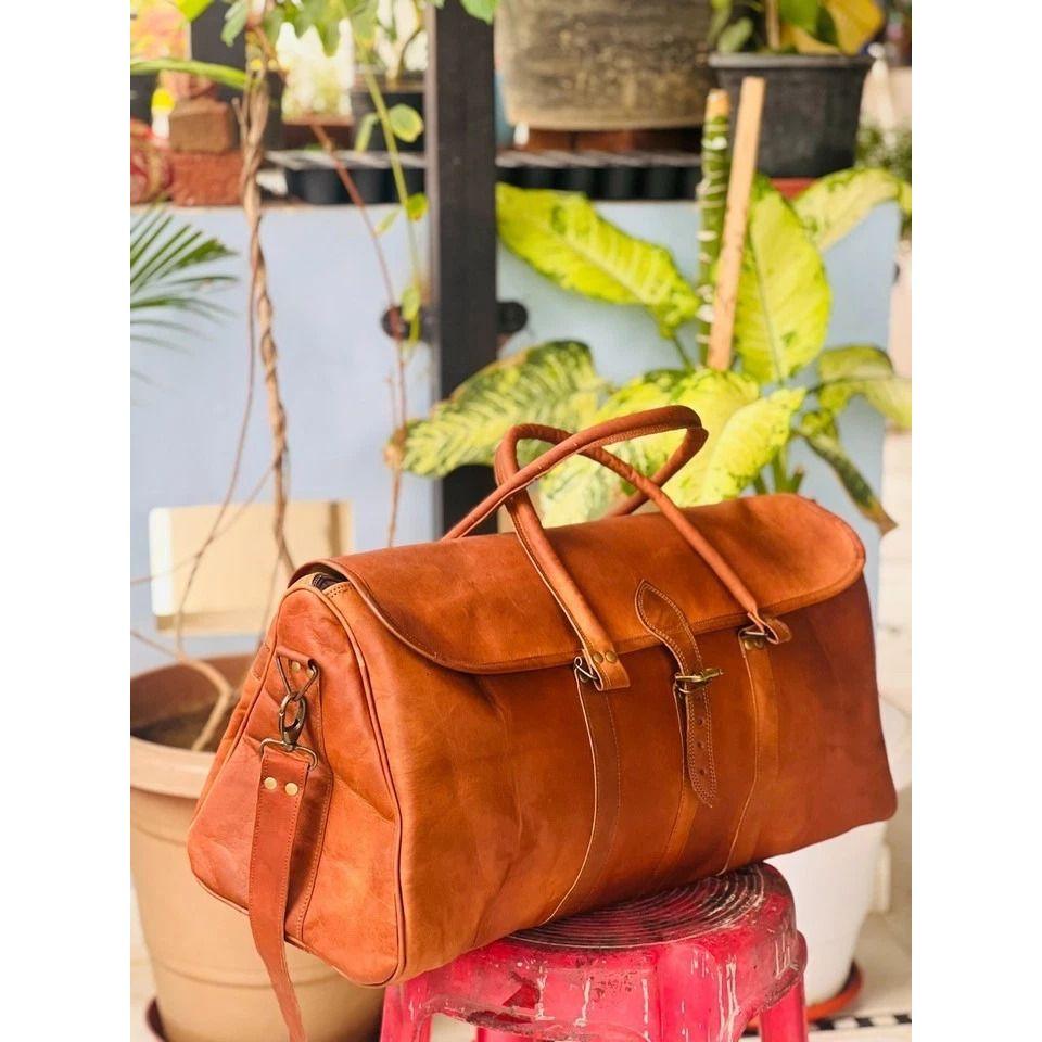 Leder Echtes Tasche Reise Männer Reisetasche Fitnessstudio Gepäck S Vintage Übernachtung Wochenende