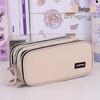 Large Capacity Three-Layer Pencil Case with Color Blocking - Multi-functional Stationery Box for Students