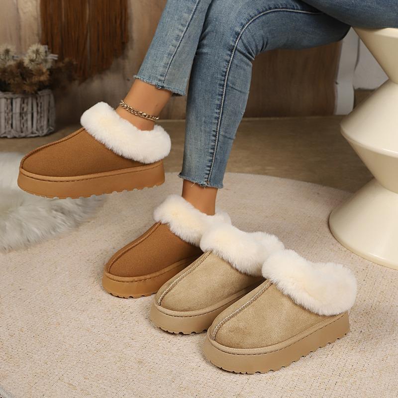 Large Size Thick-soled Snow Boots Women's New Winter Cotton Shoes Casual Velvet Thickened One-pedal Thick-soled Snow Boots