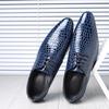 New Men's Pointed Toe Dress Shoes Glossy Leather Stone Pattern British Style Comfortable Business Casual Formal Shoes for Men
