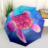 1PC Sea Turtle Ocean Life Automatic Windproof Umbrella 8 Rib Portable Folding Black Iron Frame for Outdoor, Beach, Travel, Beach Umbrella,S20