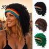 Unisex Dreads Kapuzenmütze Hip Hop Stil, Einteilige Perückenmütze Gestrickt für Jungen und Mädchen Musikfestival Mütze Kappe, für Partys Festivals Halloween Tägliches Tragen Flexibel