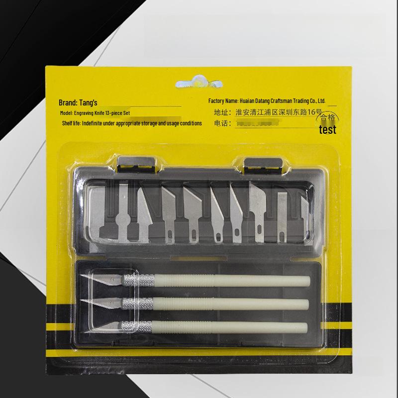 13-Piece Carving & Utility Knife Set with Detergent Bottle, Film, and Paper Cutting Tools