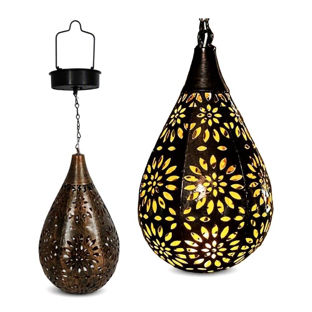 Copper Color Solar Hanging Lanterns Moroccan Style Garden Solar Lamp  For Garden