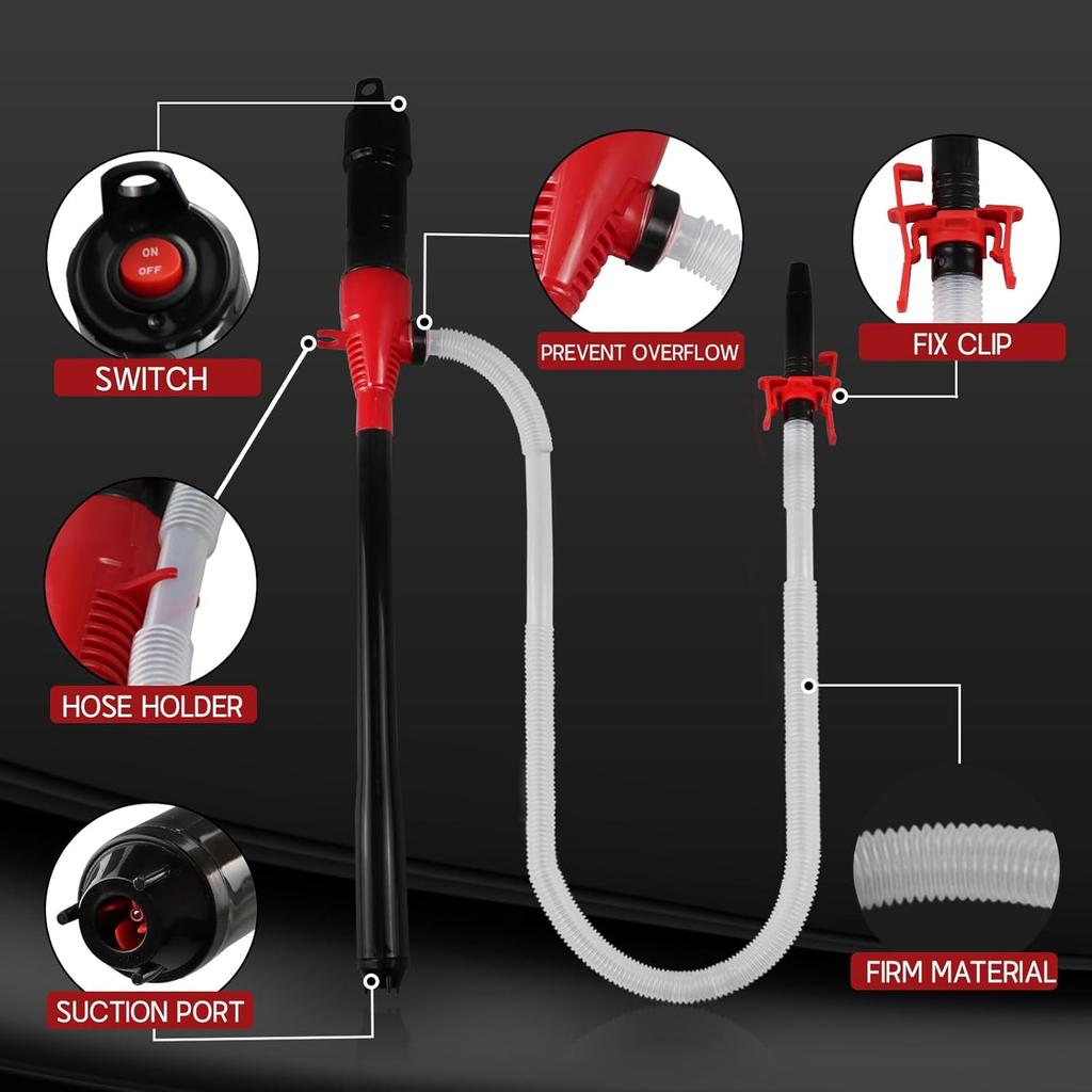 Fuel Transfer Pump With Clip -Battery Operated Gas Pump - Liquid Transfer Pump For Water Kerosene Gasoline Pump - Battery Powered Water Pump, 2.2