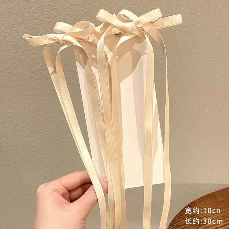 Korean Handmade Long Ballet Ribbon Women Bowknot Hair Clips for Girls Braided Tassel Barrettes Accessories Fashion Kids Hairpins