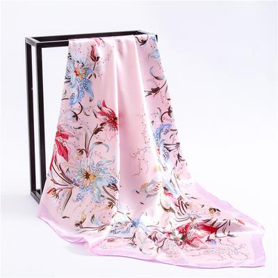 90 * 90cm New Silk Scarf Women'S Spring And Summer Decorative Scarf Sunscreen Travel Shawl Autumn And Winter Scarf Thin Edition