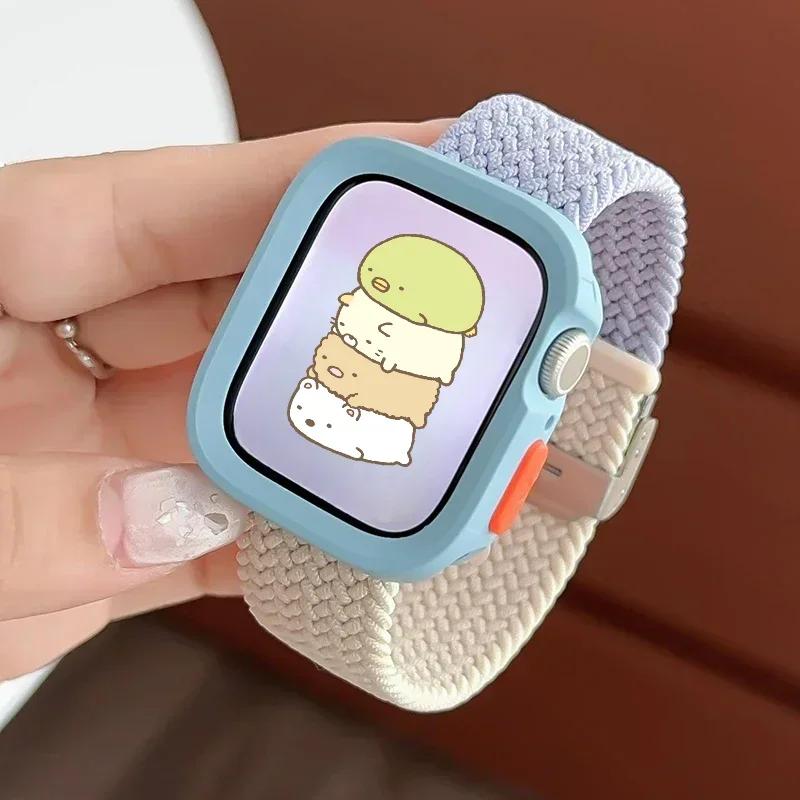

Силиконовый чехол+Ремешок цвета конфет для Apple Watch Bands 46мм 49мм 44мм 42мм 41мм 40мм 38мм SE 10 9 6 5 Ultra 2 Нейлоновый ремешок Strap iwatch 40mm