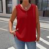 2026 Women's Plus Size Solid Color Pleated Fabric Vest with Doll Collar and Buttons