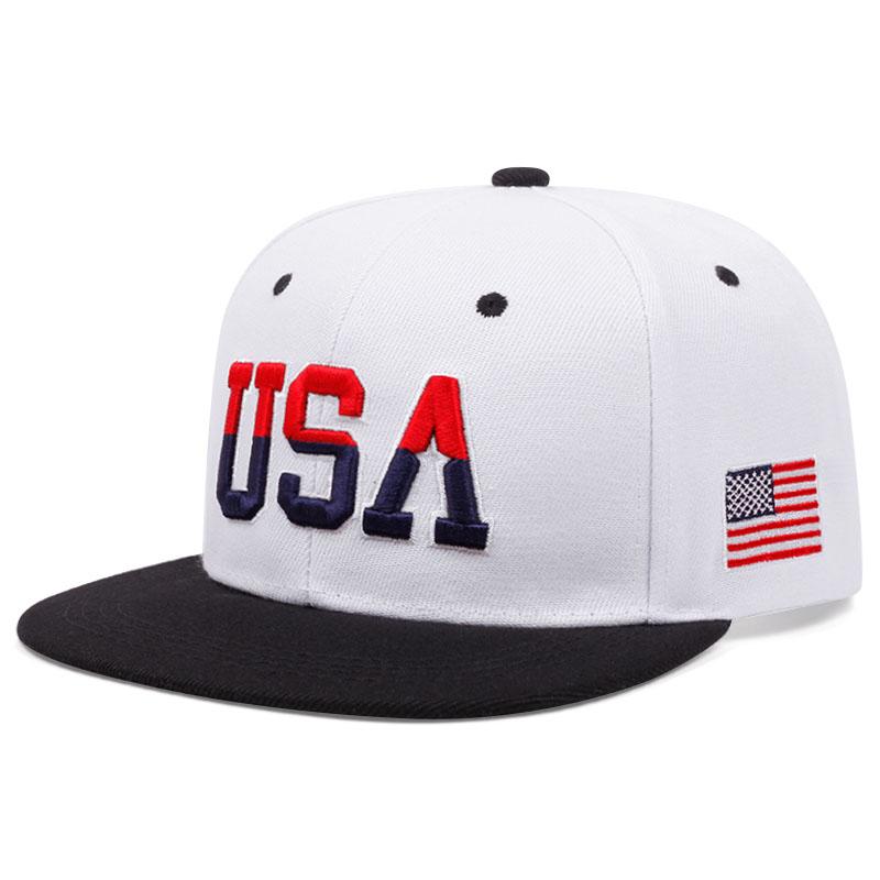 Fashion New Flat Brimmed Hat Usa Embroidered Street Dance Hip Hop Hat Daily Sunshade Hat Baseball Hat Unisex