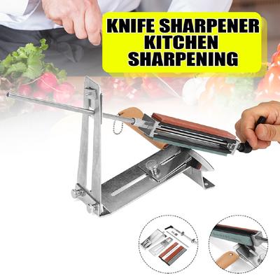 4Pcs Silver Kitchen Stainless Steel Knife Sharpener Professional Knife Sharpener Sharpening Fix Fixed Angle + Stones Whetstone