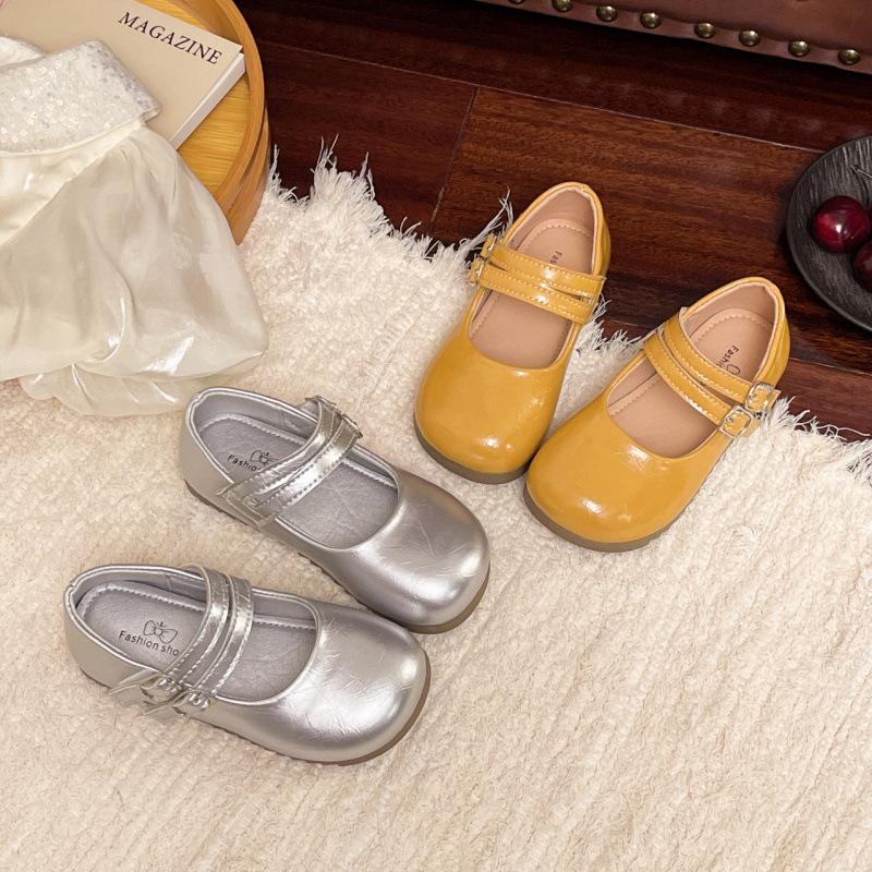 Girls' Retro Single Shoes for Children, Round Toe, Soft Sole, Versatile Style