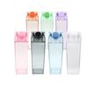 500ml Squared Milk Cup with Round Lid with Lid Transparent Plastic High Capacity Freshs Storage Bottle for Milk Juices Water Cup